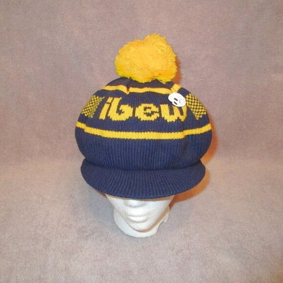 Vtg USA Union Made IBEW Tam O'Shanter Wool Hat Knit Visor With Pom NOS 50s 60s - Picture 1 of 8